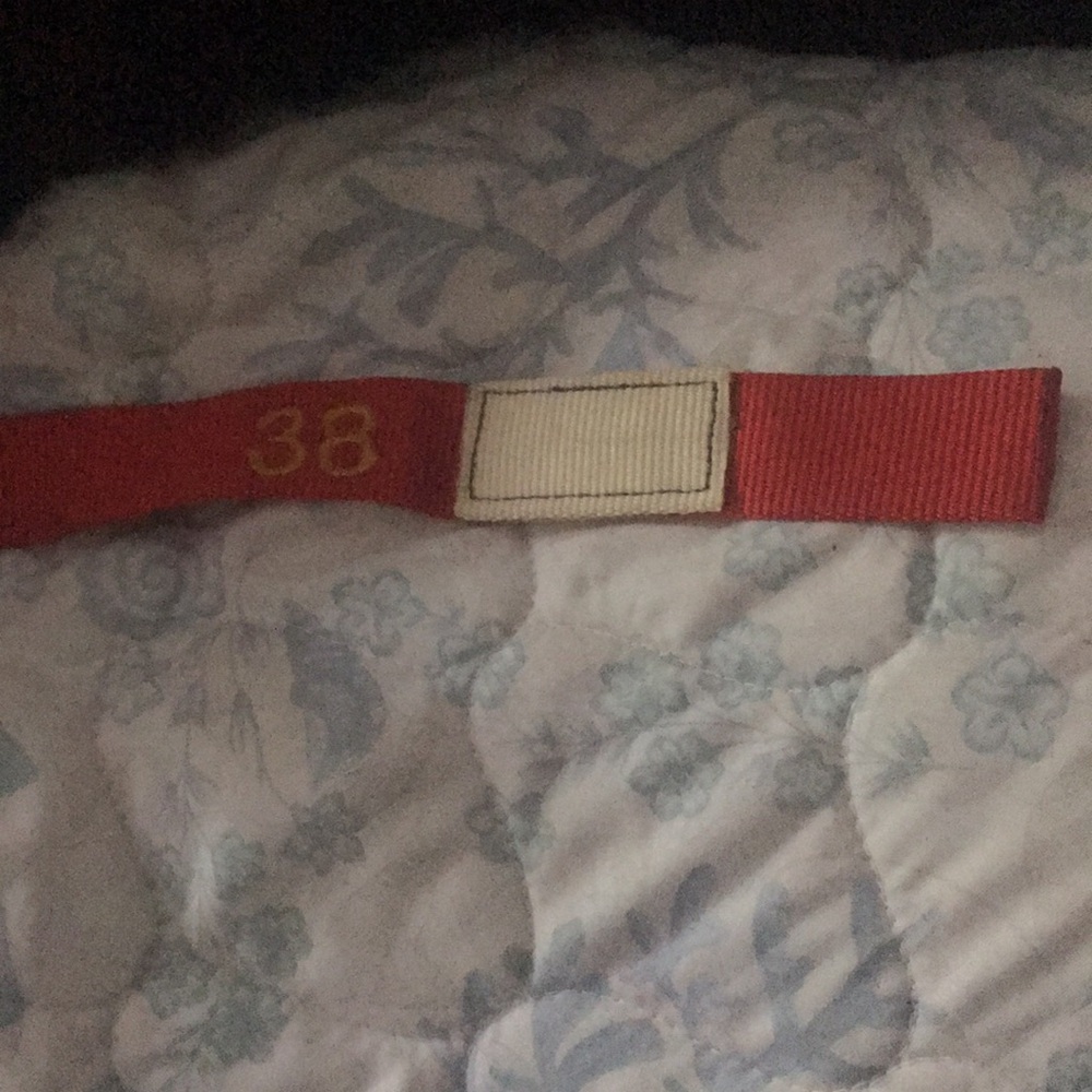 Red Fabric with Gold '38' Detail